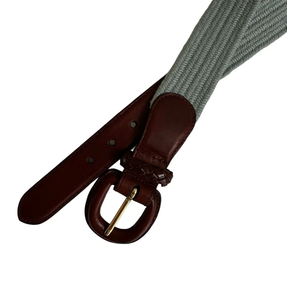 Talbots Woven Elastic Stretch Classic Braided Belt, Teal Blue, Medium